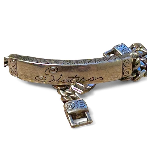 Brighton Sisters ID Bracelet Retired Silver-Plated Heart Link 7.75” Gift - Picture 2 of 10